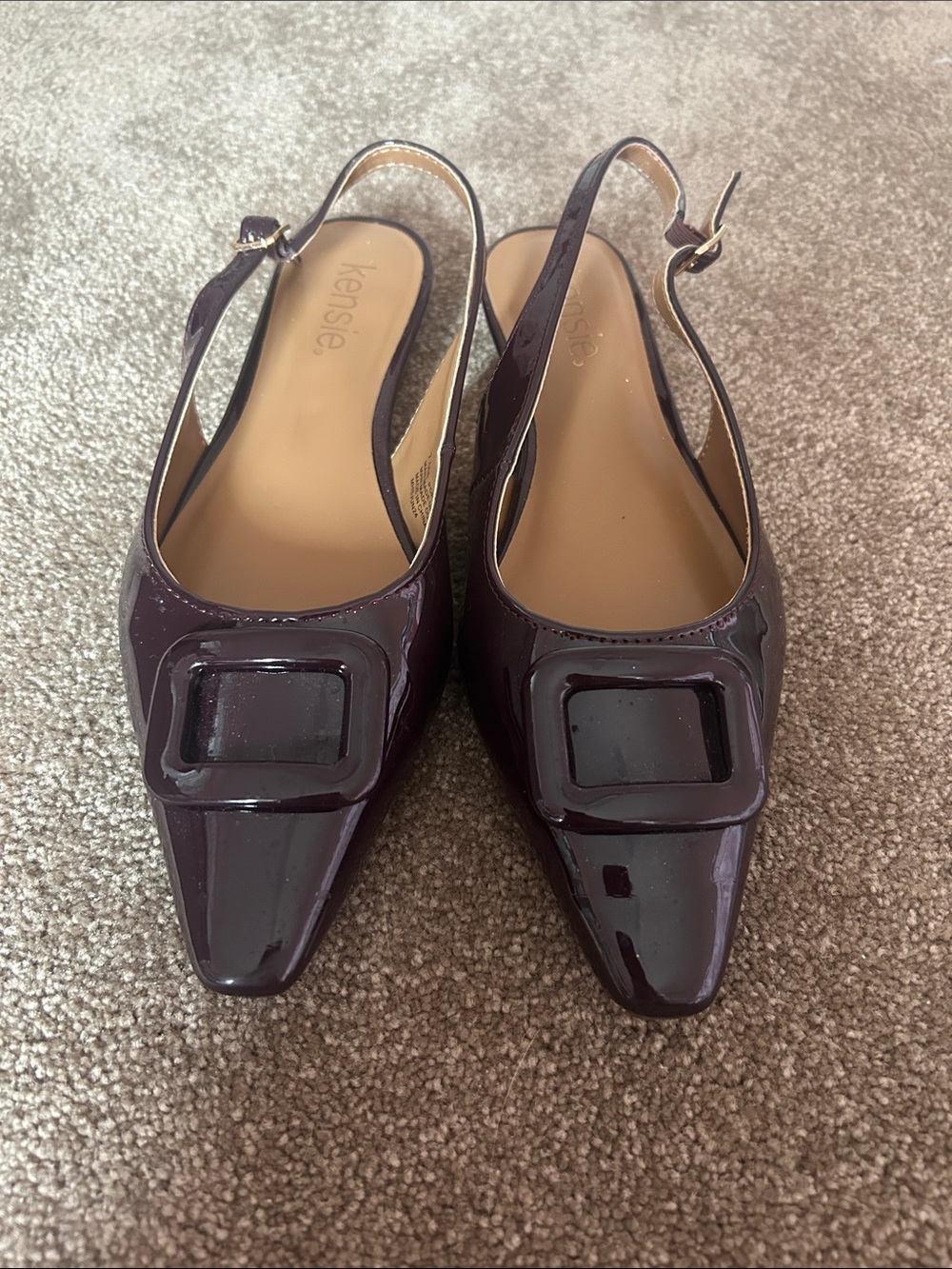 Kensie Patent Slingback Flats in Deep Plum